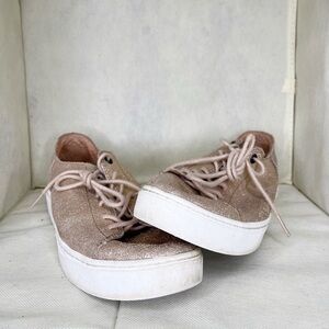 TOMS Lenox Rose Gold Shimmer‎ Lace Up Platform Sneakers 7